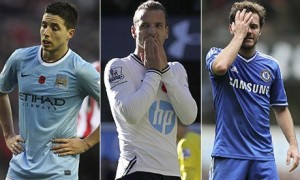 Samir Nasri, Roberto Soldado and Juan Mata have all endured somewhat frustrating starts to the 2013-14 season. Photograph: Sportsphoto/Corbis/AFP