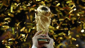The World Cup trophy is seen in Johannesburg July 11, 2010. (KAI PFAFFENBACH/REUTERS)